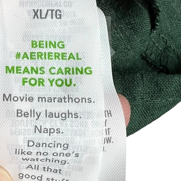 AERIE XL Green Linen Blend Mini Dress with side cut outs - Picture 6 of 8